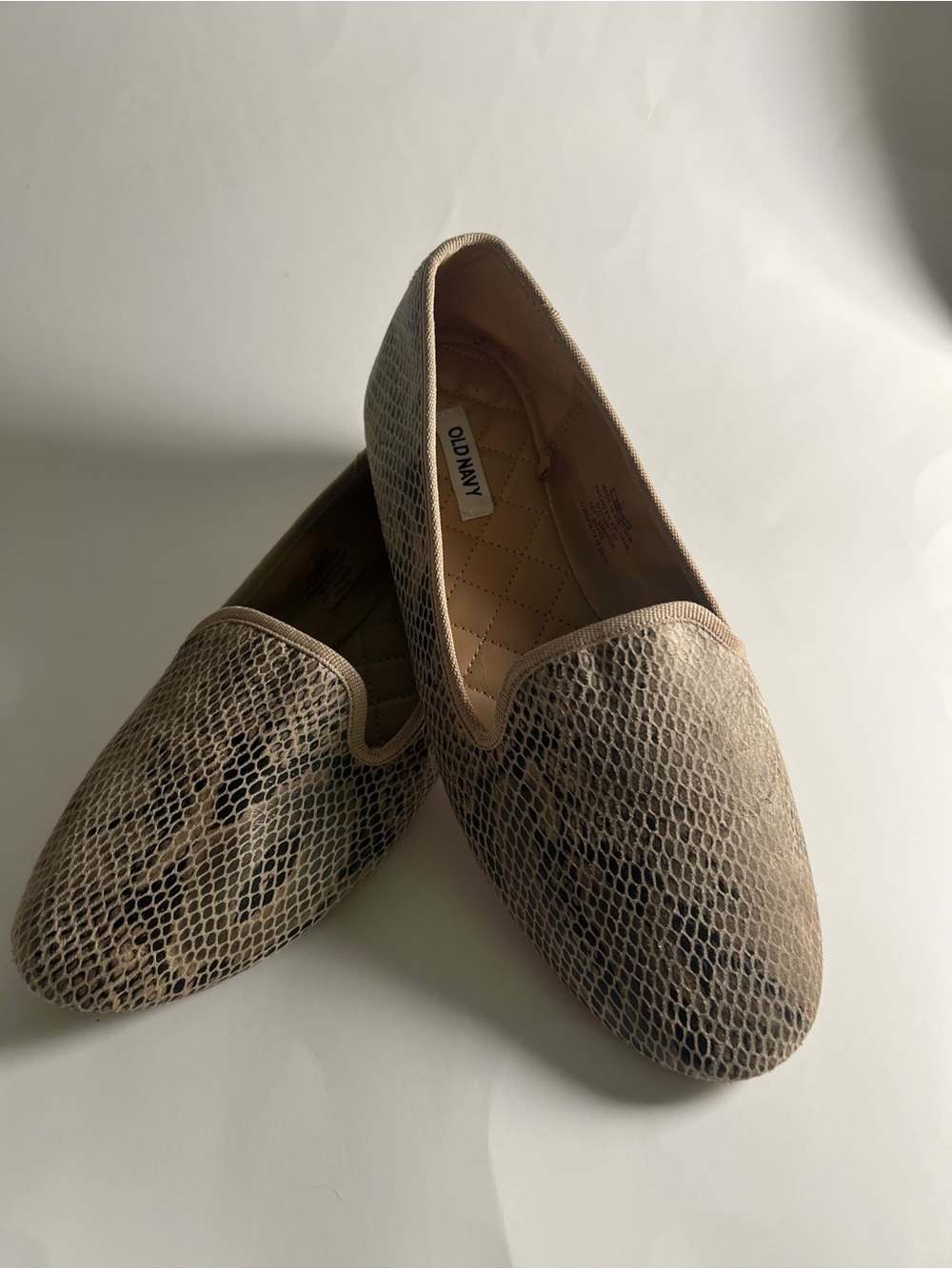 Old Navy Beige Snake-Print Slip-On Loafers Size 6